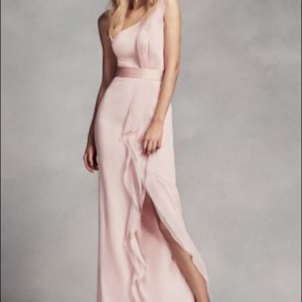 Vera Wang VW360274 Bridesmaid Ruffle Dress Blush